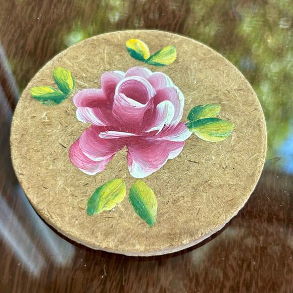Vintage Hand-Painted Rose Coasters – Set of 4 – 3.5” Diameter - Picture 4 of 8
